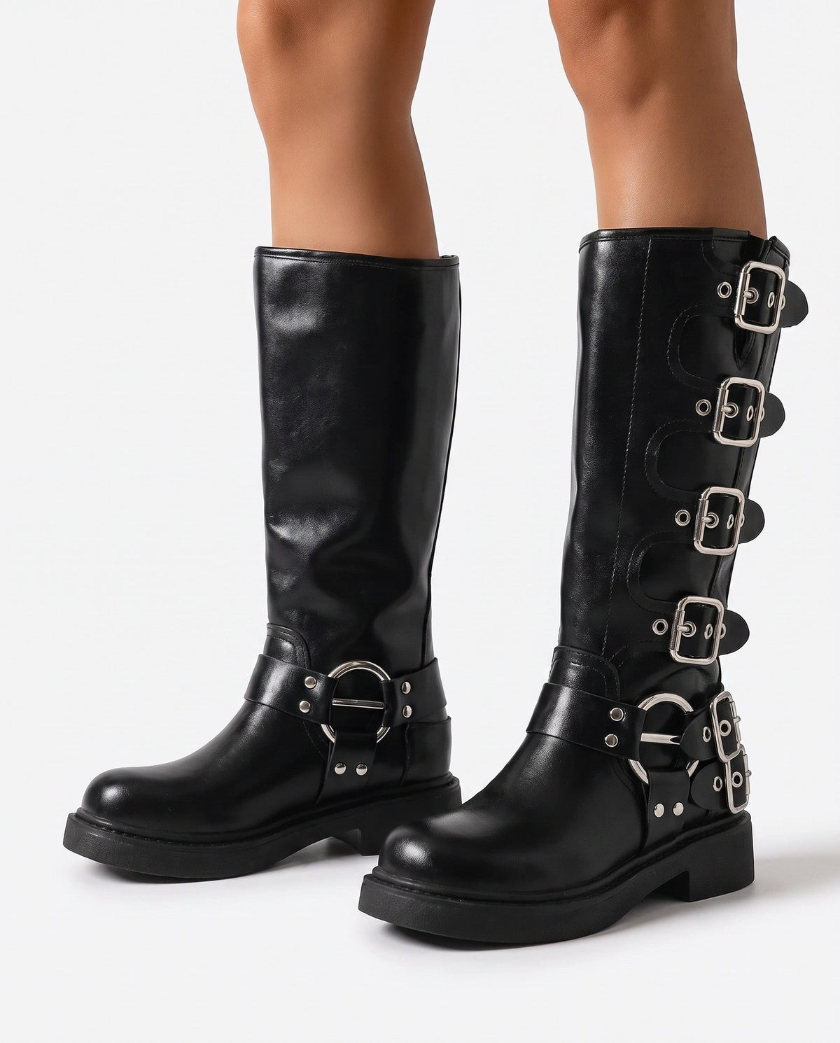 Valkyrie Kniehohe Schnallenstiefel