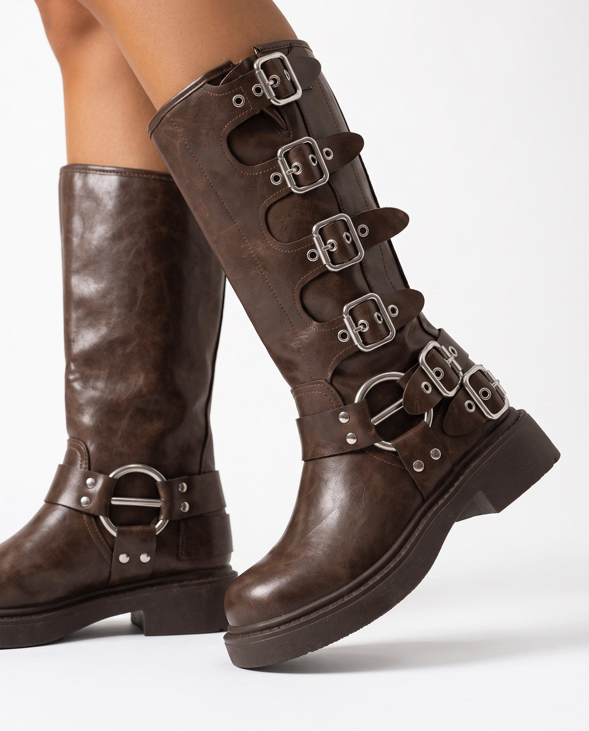 Valkyrie Kniehohe Schnallenstiefel
