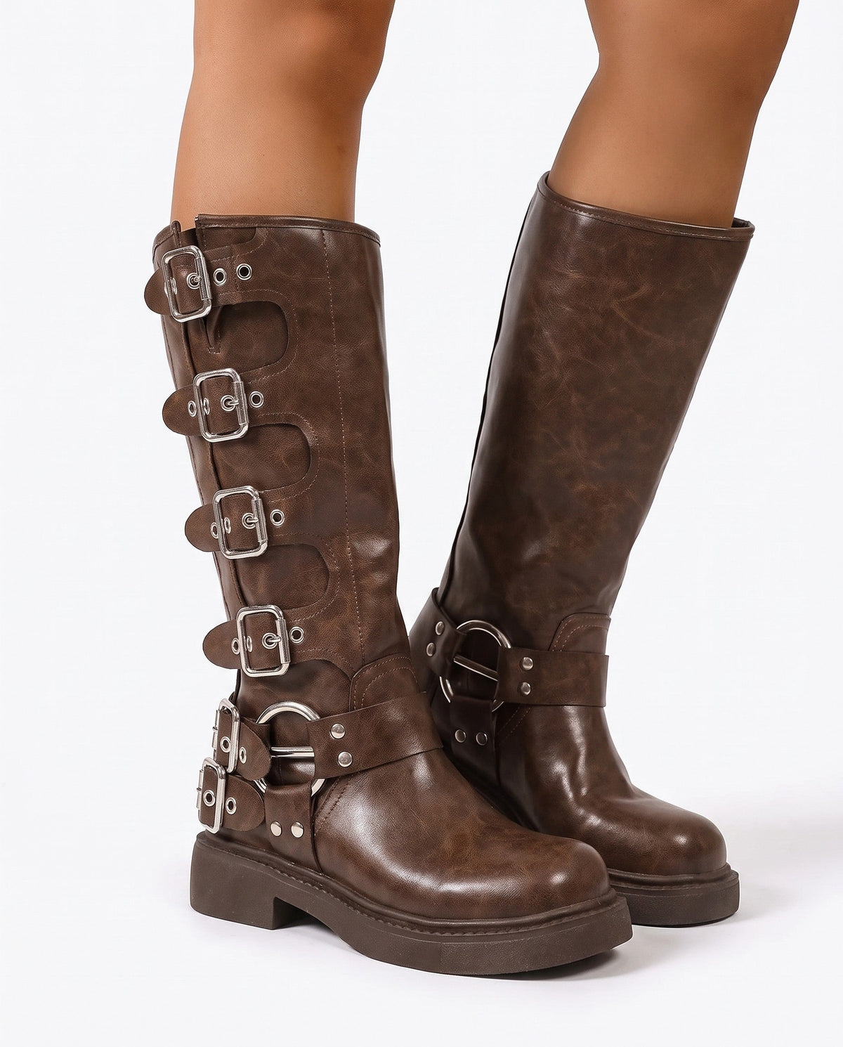 Valkyrie Kniehohe Schnallenstiefel