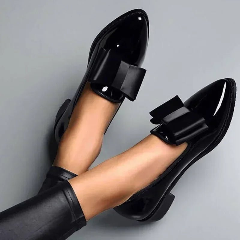 Versailles Patent Leather Bow Flats - ARDEN ROVE
