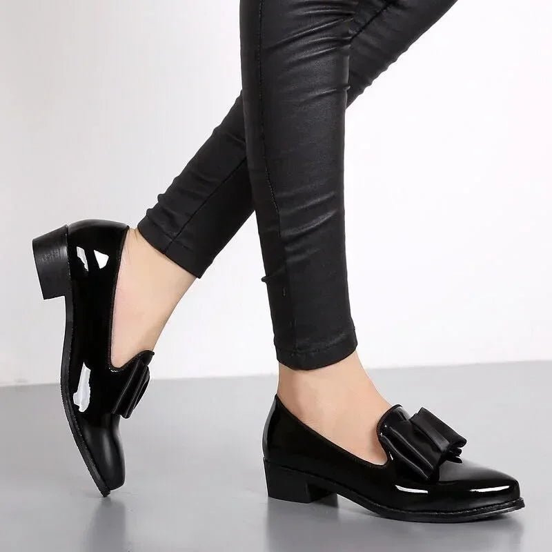 Versailles Patent Leather Bow Flats - ARDEN ROVE