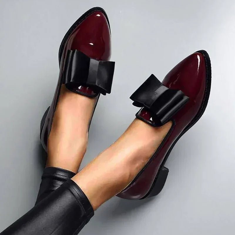 Versailles Patent Leather Bow Flats - ARDEN ROVE