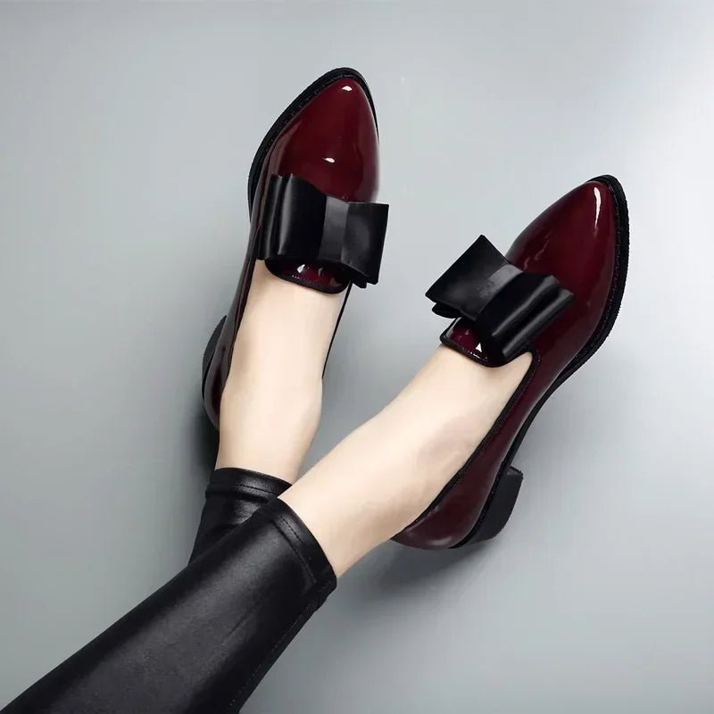 Versailles Patent Leather Bow Flats - ARDEN ROVE