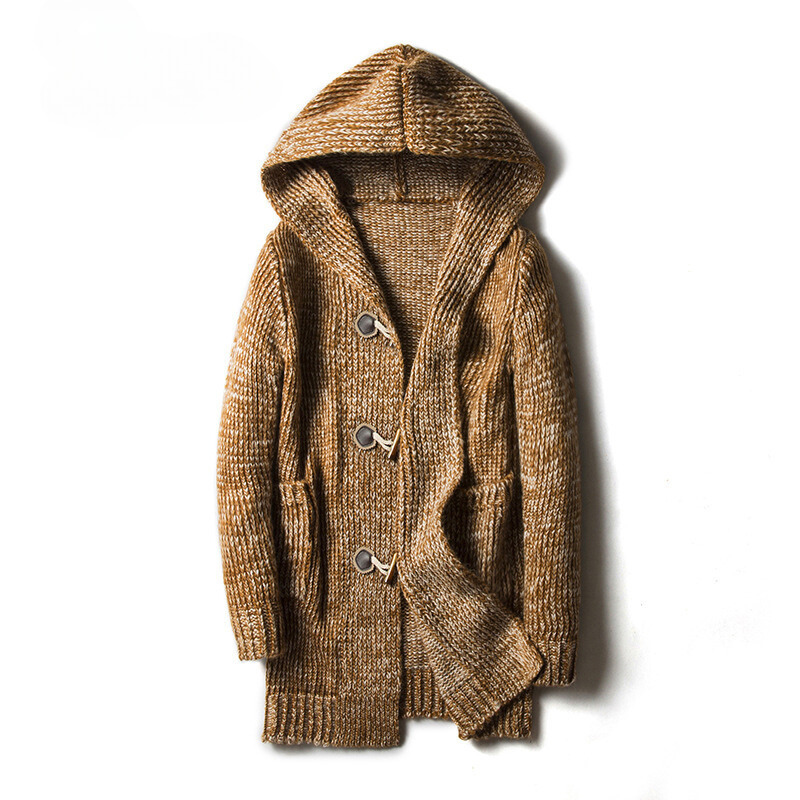 Cardigan in lana con cappuccio