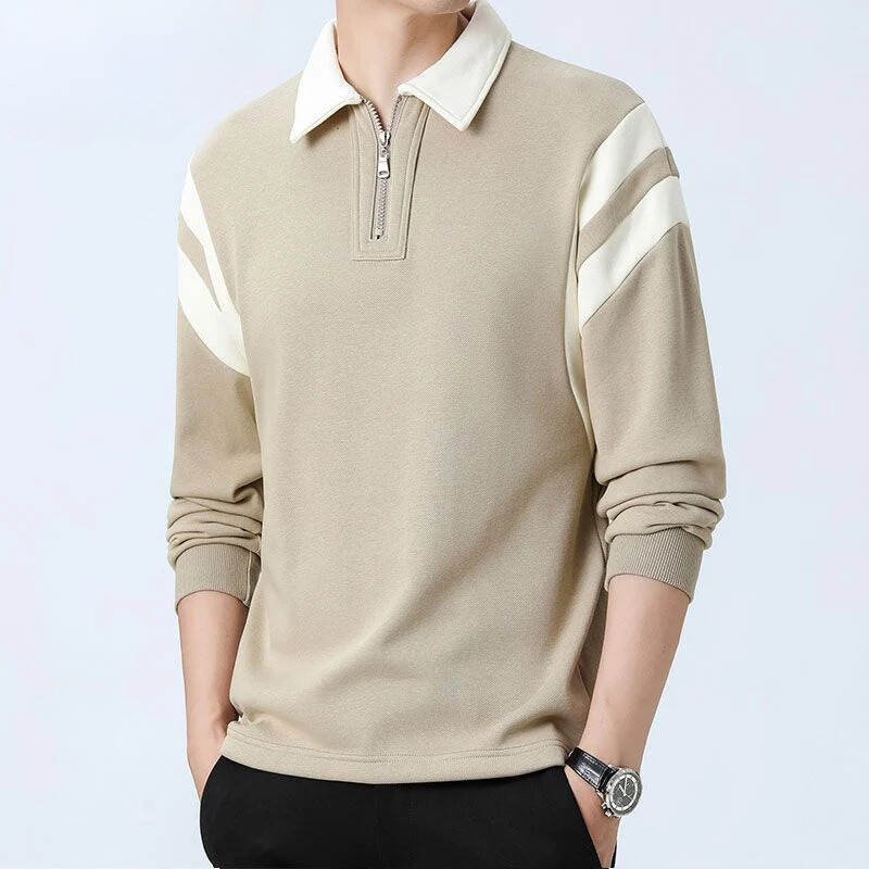 Maglione in cotone con zip a un quarto