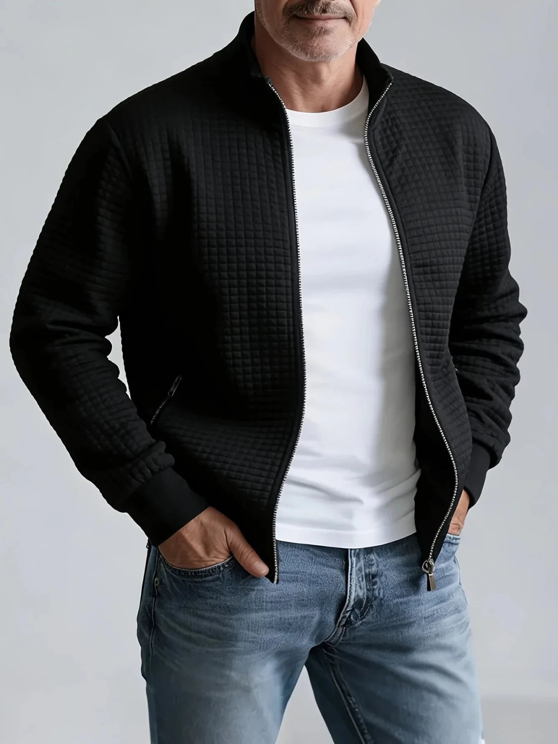 William | Men's Quilted Stand Collar Jacket - ARDEN ROVE