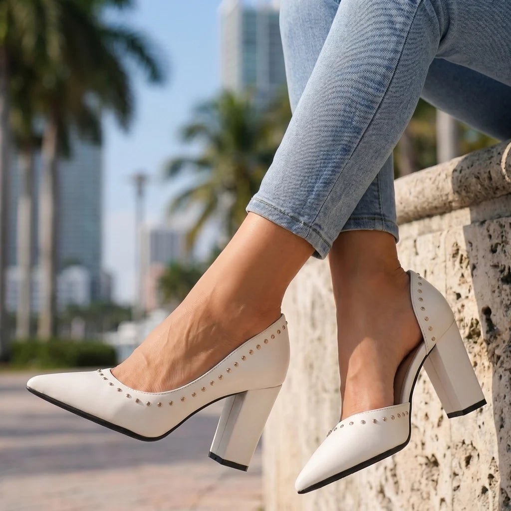 Winnie Studded Pointed Pumps - ARDEN ROVE