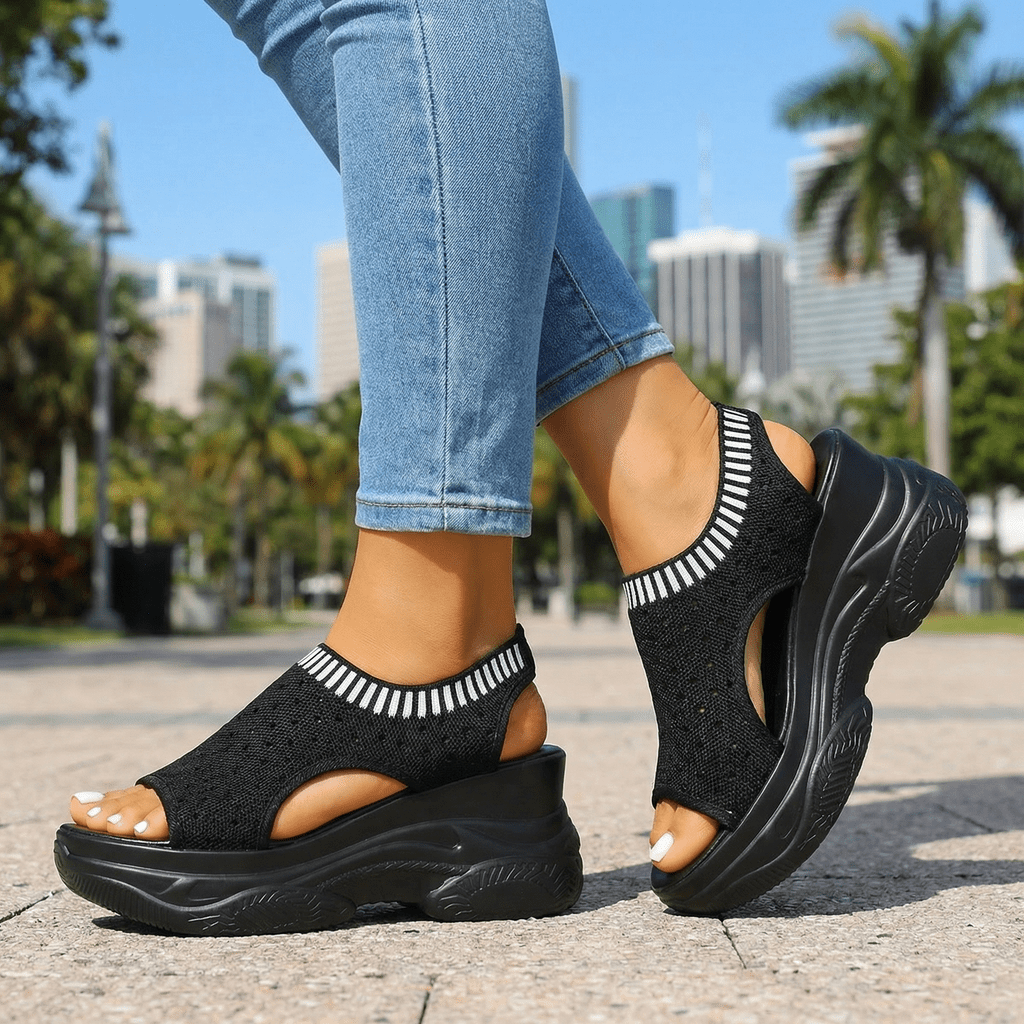 Zaina Bloom Wedge Sandals - ARDEN ROVE