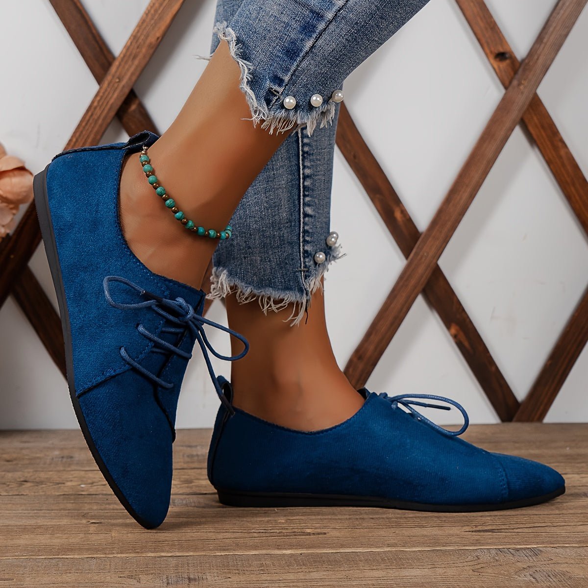 Zariah Suede Lace-Up Flats - ARDEN ROVE