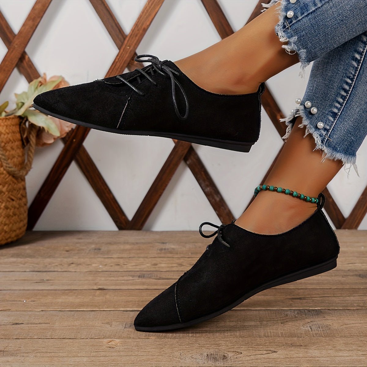 Zariah Suede Lace-Up Flats - ARDEN ROVE