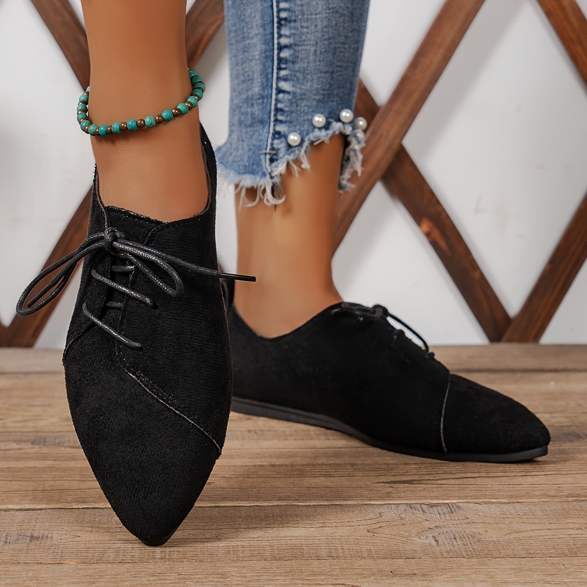 Zariah Suede Lace-Up Flats - ARDEN ROVE