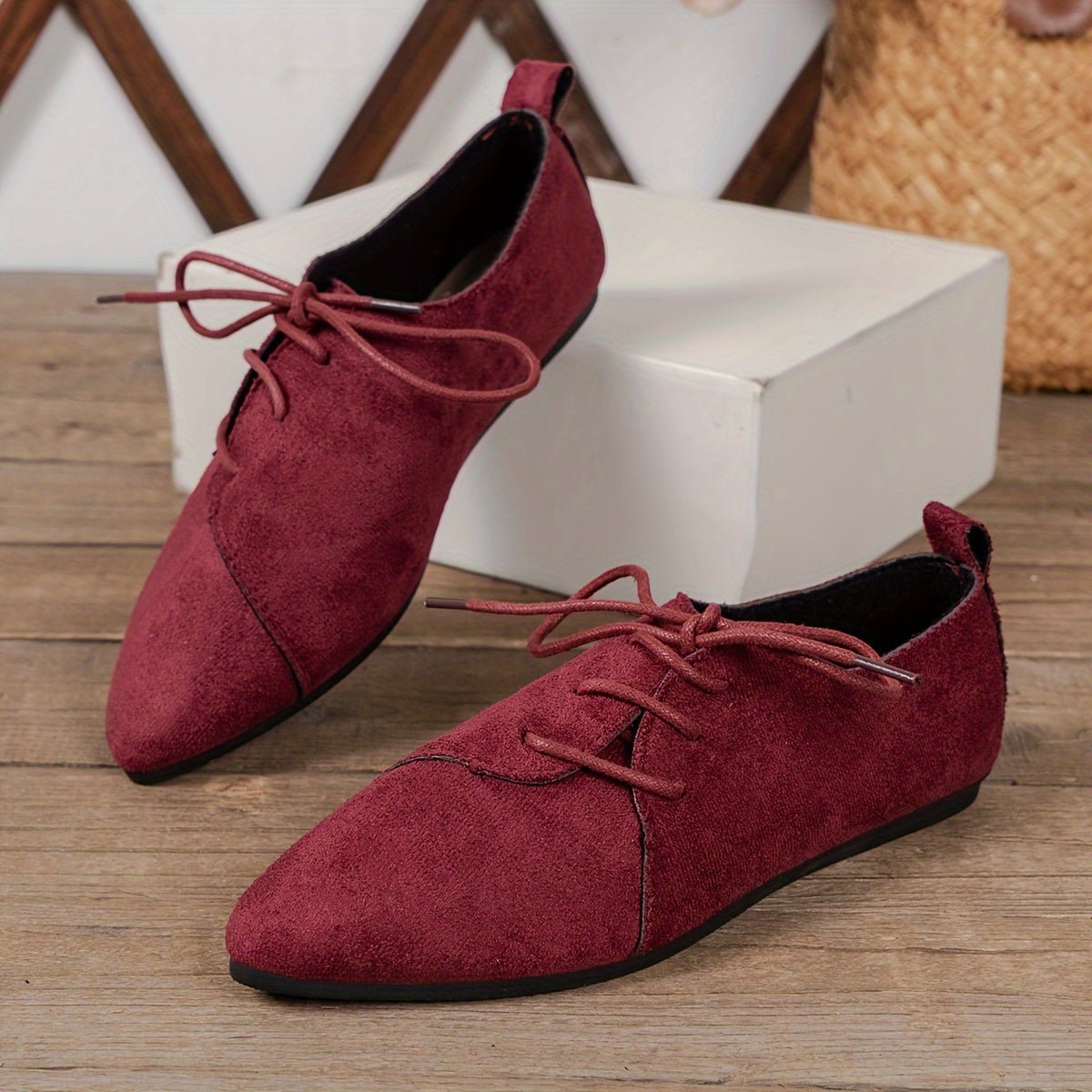 Zariah Suede Lace-Up Flats - ARDEN ROVE