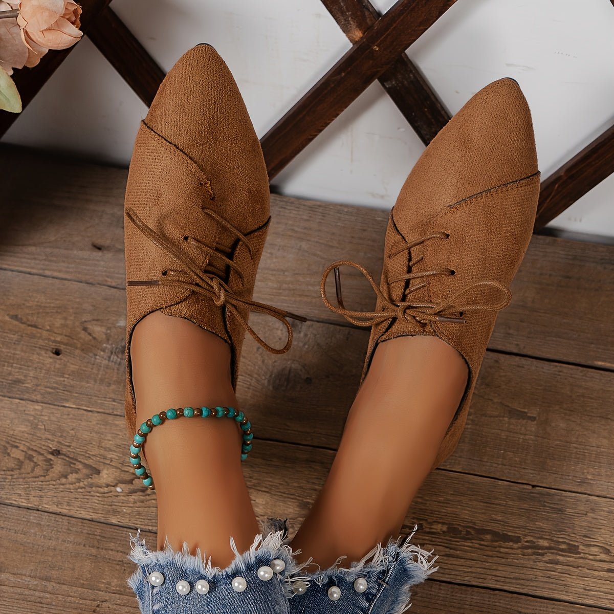 Zariah Suede Lace-Up Flats - ARDEN ROVE
