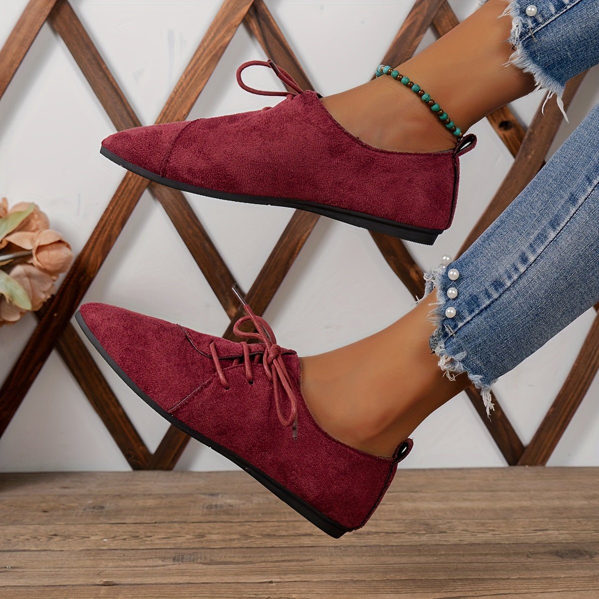Zariah Suede Lace-Up Flats - ARDEN ROVE