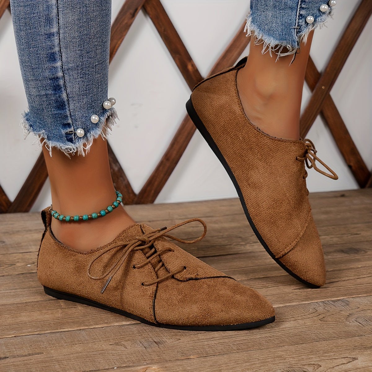 Zariah Suede Lace-Up Flats - ARDEN ROVE