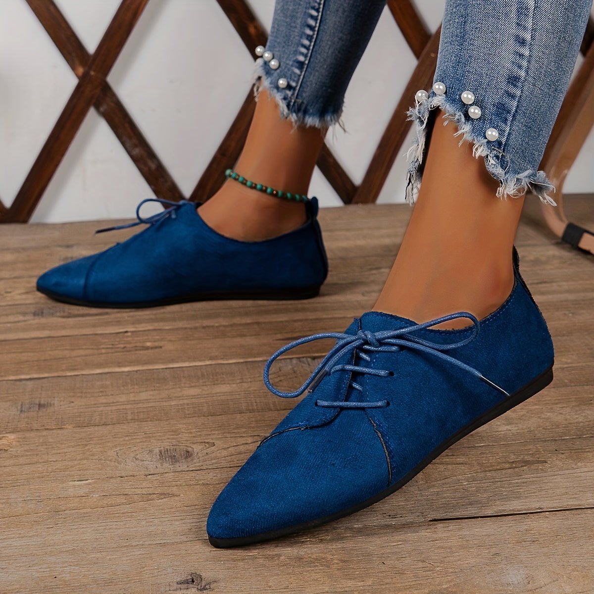 Zariah Suede Lace-Up Flats - ARDEN ROVE