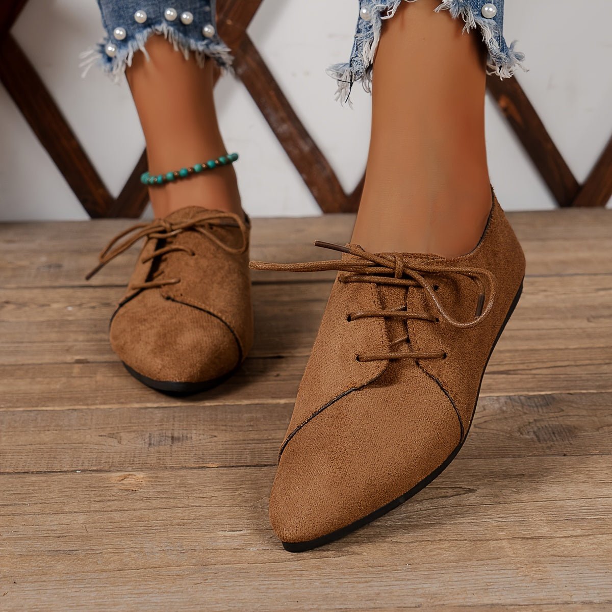 Zariah Suede Lace-Up Flats - ARDEN ROVE