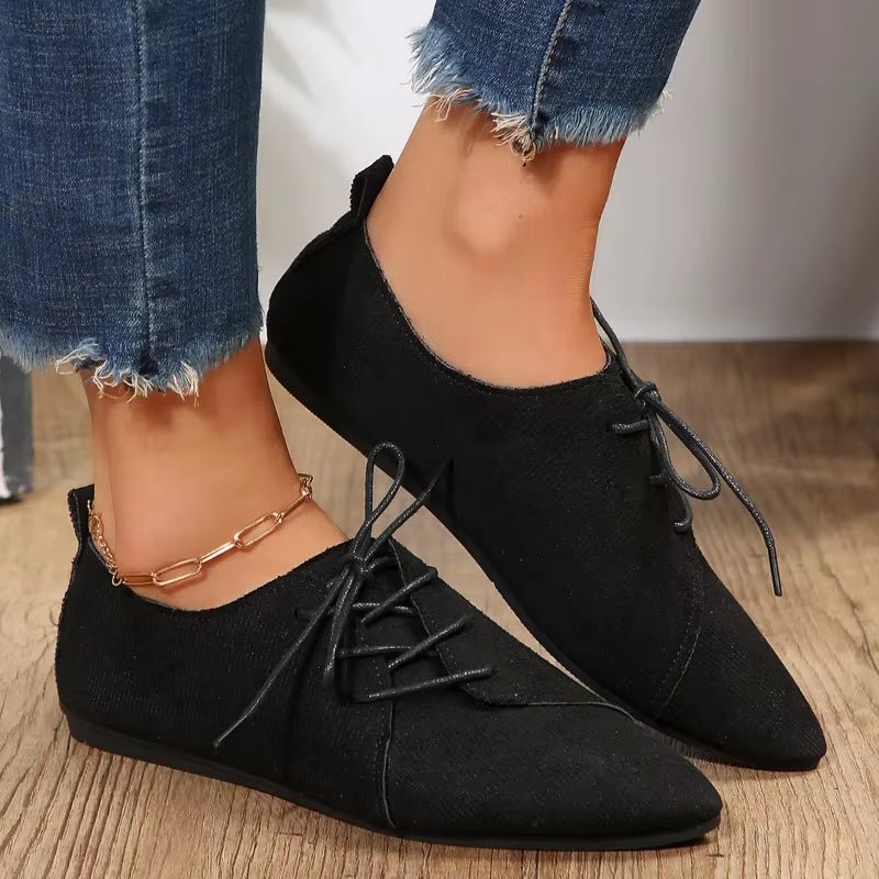 Zariah Suede Lace-Up Flats - ARDEN ROVE